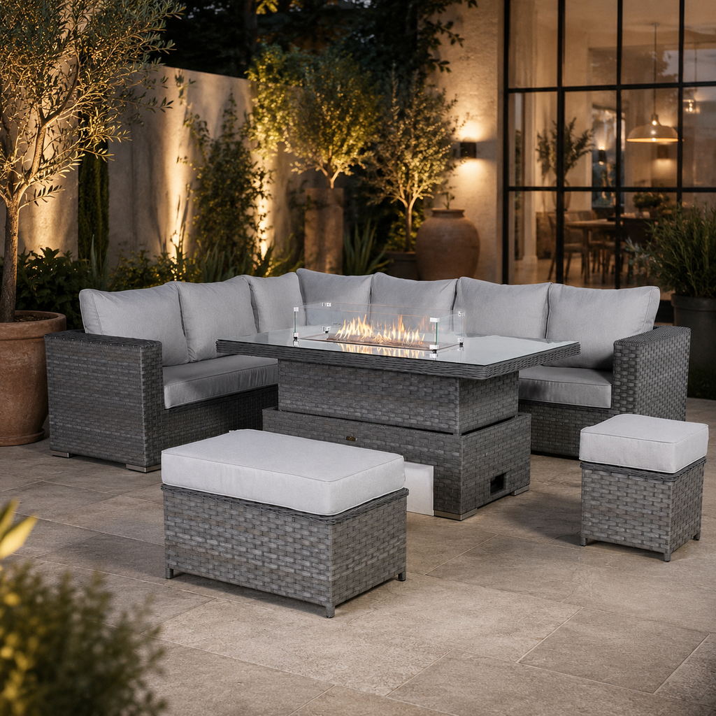 Catalina Range Modular Corner Sofa Set with Fire Pit Rising Table