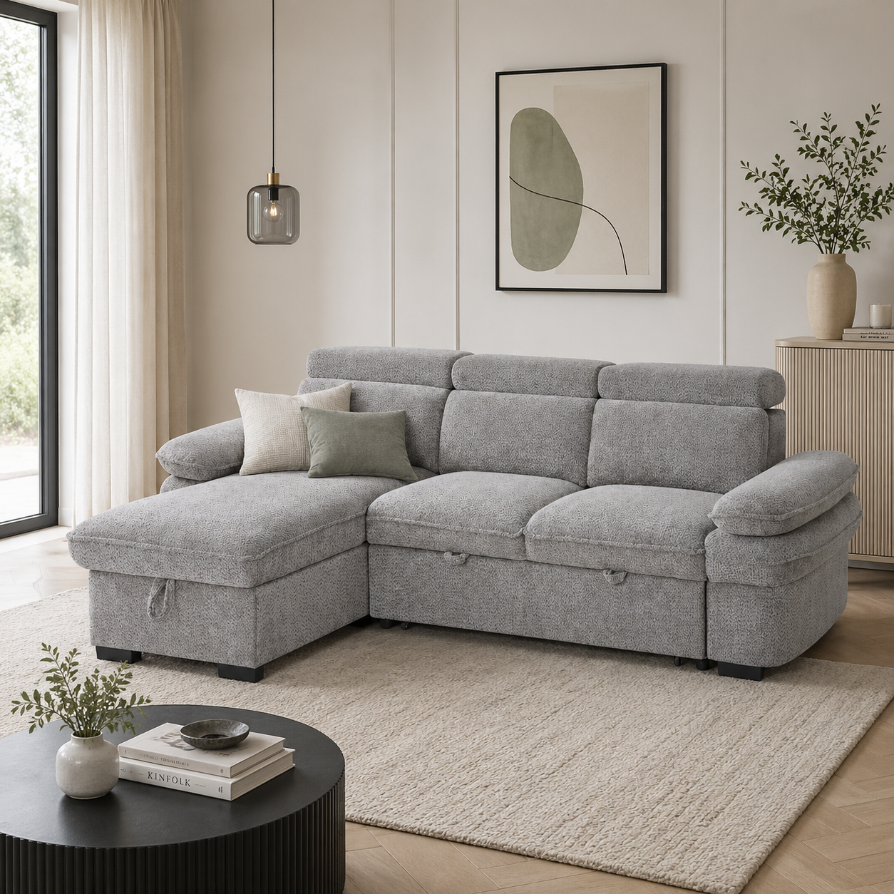 Hudson Sofabed Grey Universal Corner Sofa