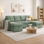 Moscow Universal U Shape Sofabed With Ottoman Storage Green Morgan | Malvern | Somerford | Calix | Euphoria | Plush Style