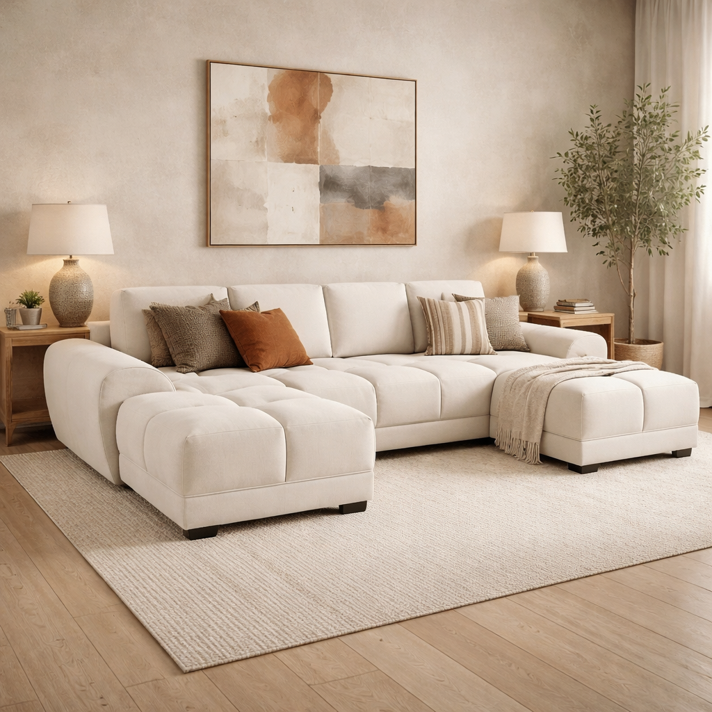 Azzuro Sofa Cream U Shape Corner Morgan | Malvern | Somerford | Calix | Euphoria | Plush Style