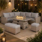 Aurora Range High Back Left Hand Corner Sofa Set with Fire Pit Rising Table