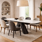 Opulento Extending Dining Table Matt White & Cosmic Grey Vein Ceramic