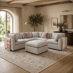 Santorini Sofa Grey Large Corner Sofa with Footstool