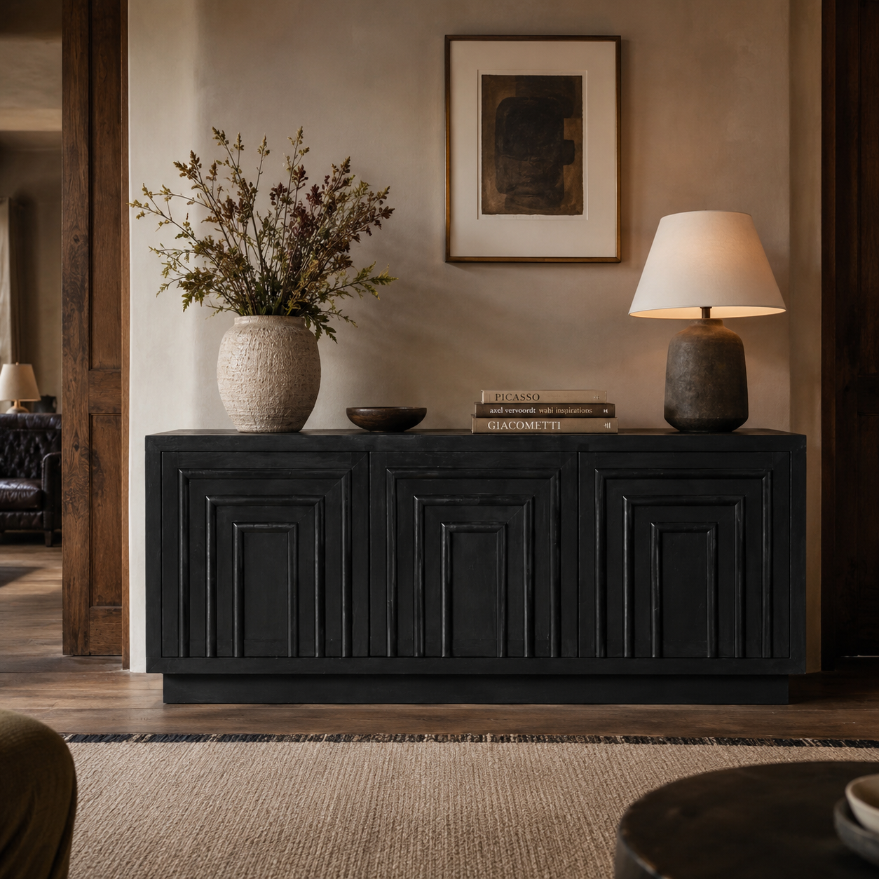 Black Wooden Contemporary Sideboard