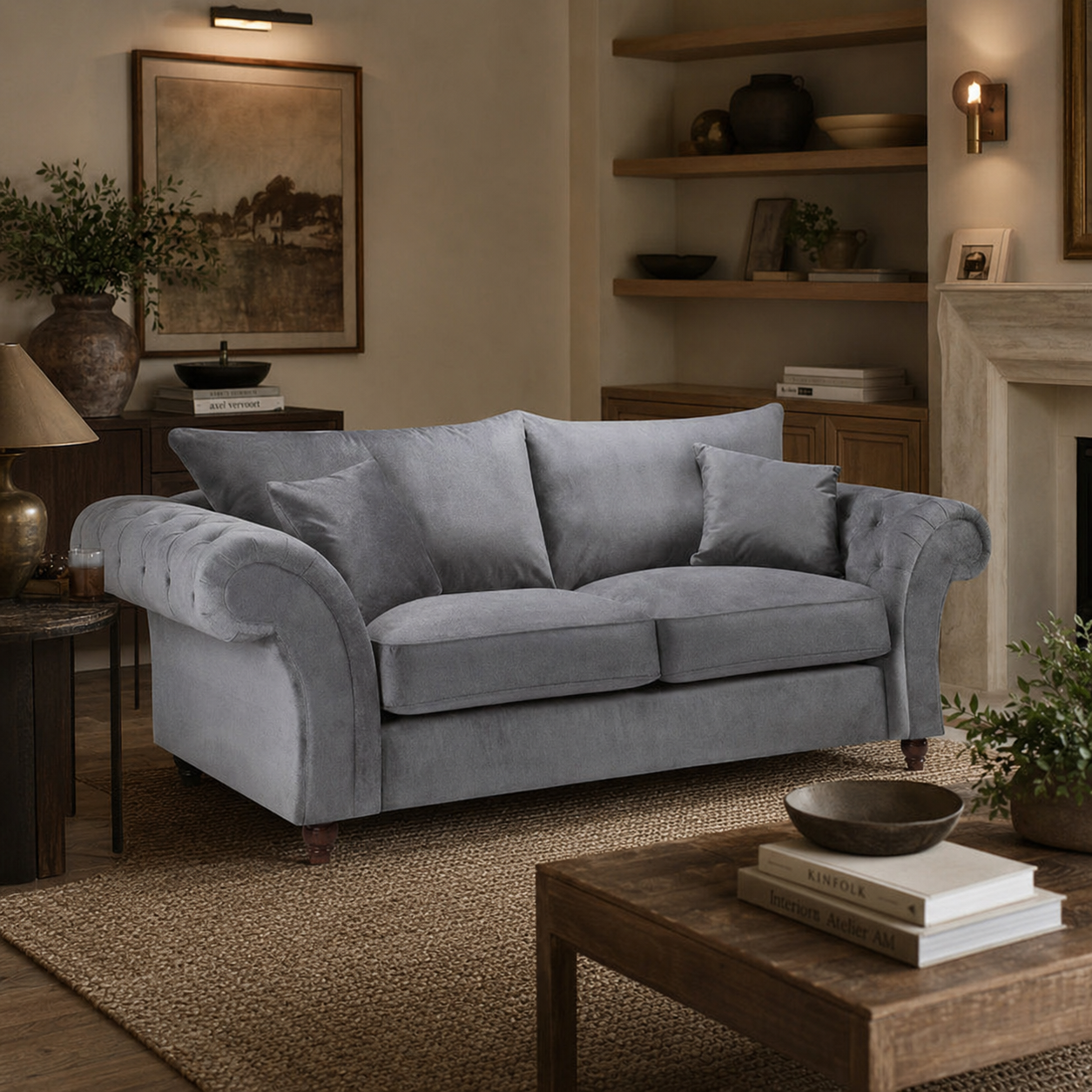 Windsor Fullback Sofa Grey 3 Seater