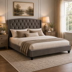 Josephine Grey Velvet King Bed