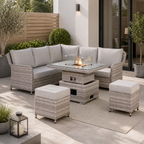 Havana Range Square Corner Sofa Set with Fire Pit Rising Table