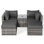 Nest Garden Lounger Set - Modular Chaise Sofa with Side Table & 2 Footstools - Includes Free Rain Cover