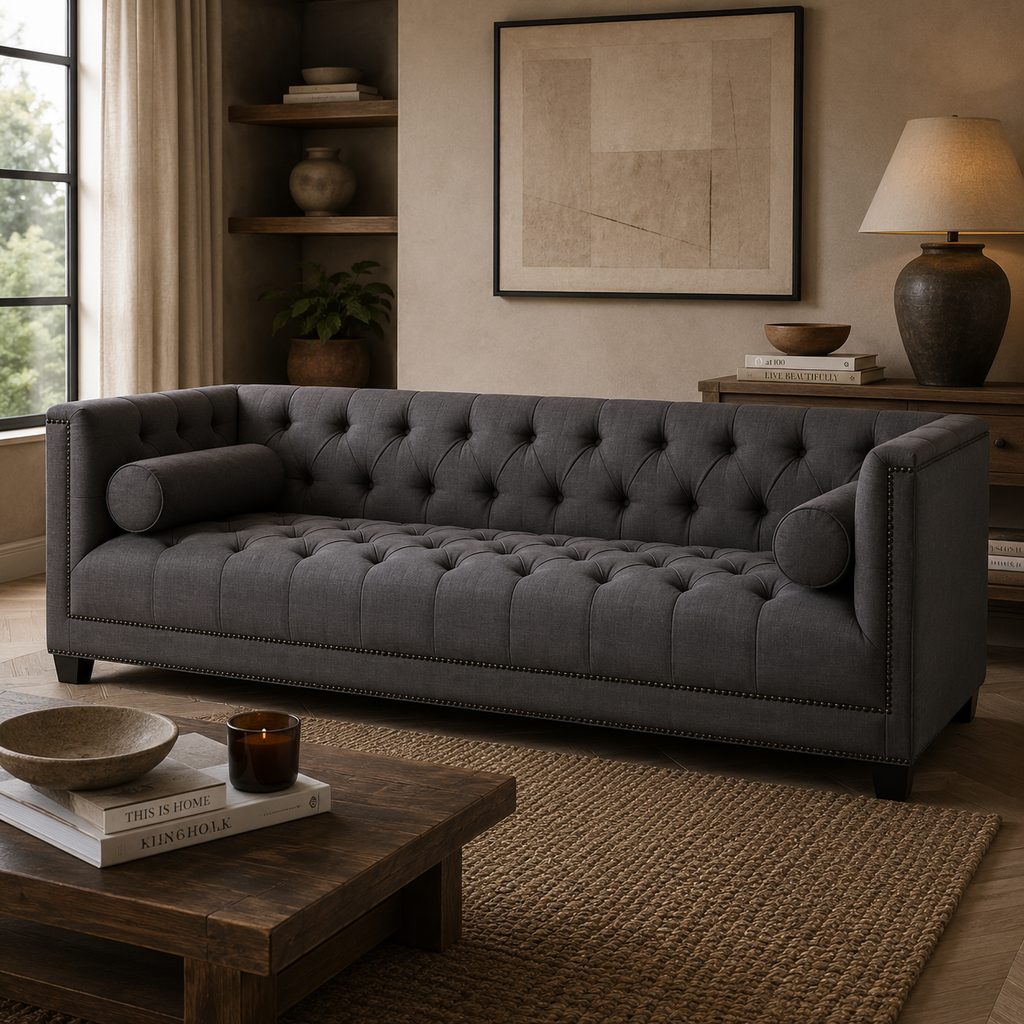 Surina 3 Seat Grey Fabric Sofa