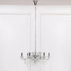 Chrome 6 Branch Shallow Cut Glass Chandelier