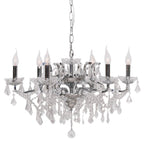 Chrome 6 Branch Shallow Cut Glass Chandelier