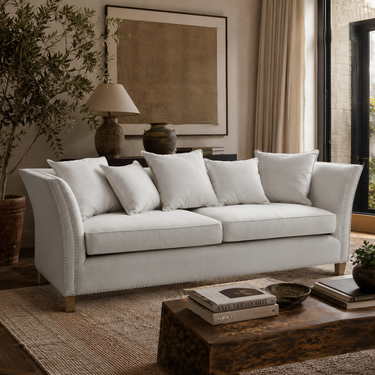 Sutton Three Seat Grey Fabric Sofa