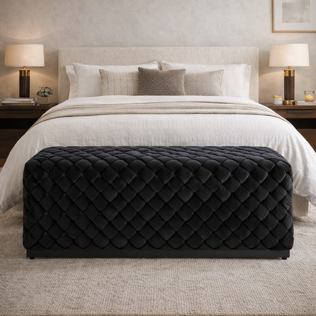 Colline Large Black Pouffe