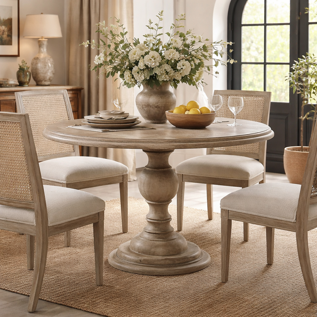 Rustic Wooden Round Dining Table 120cm