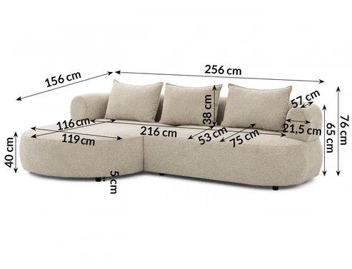 Ferro Beige Left Hand Corner Sofa