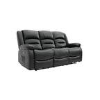 Alva Electric Recliner Sofa Black 3 Seater