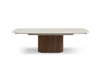 Ginevra Dining Table Walnut & Italian White Travertine