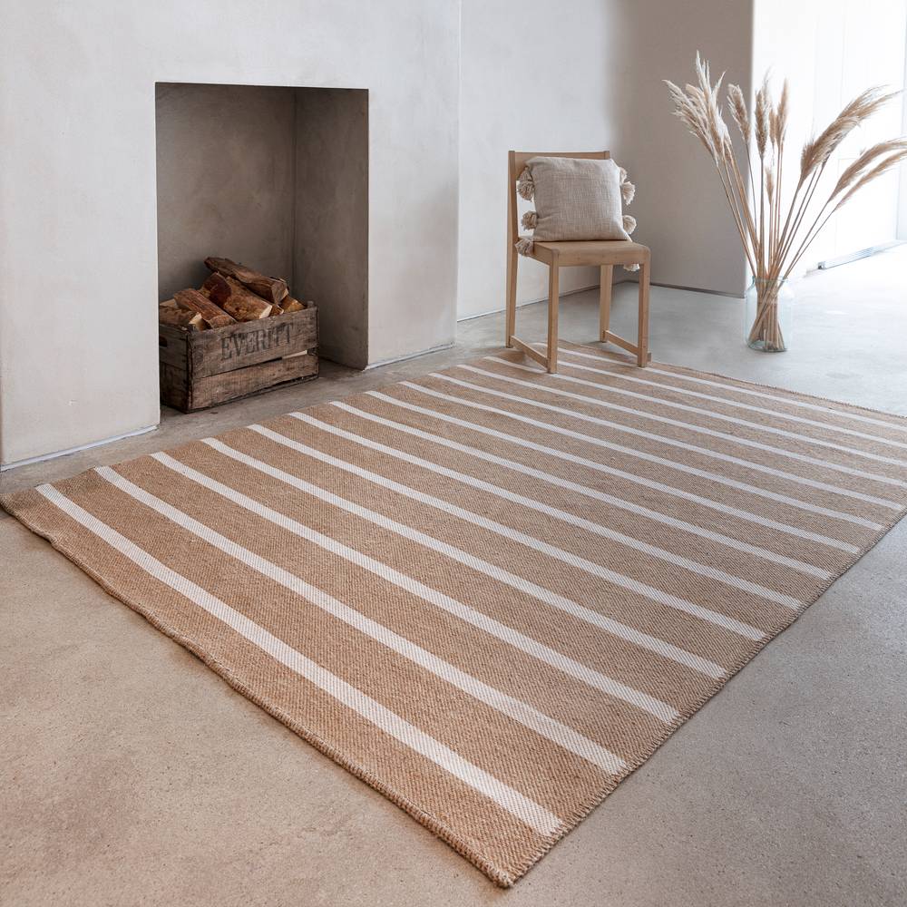 Global 160x230cm Cream Stripe Rug