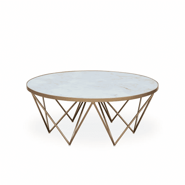Fendi Round Coffee Table White Marble Glass