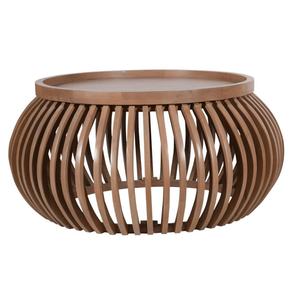Indus Solid Wood Small Round Low Coffee Table