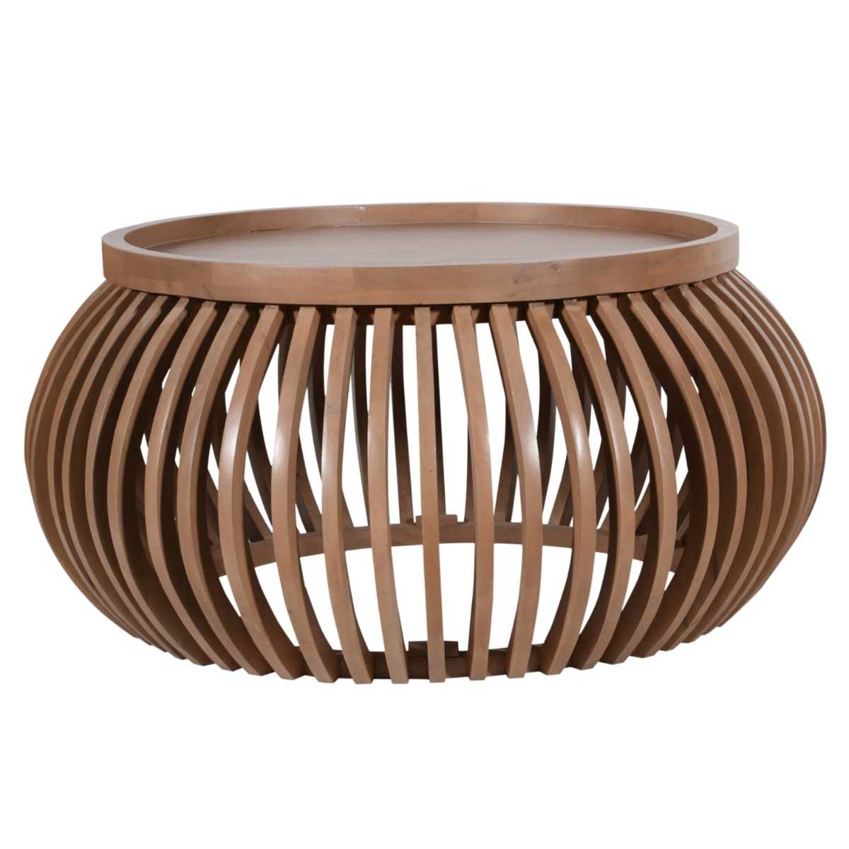 Indus Solid Wood Small Round Low Coffee Table