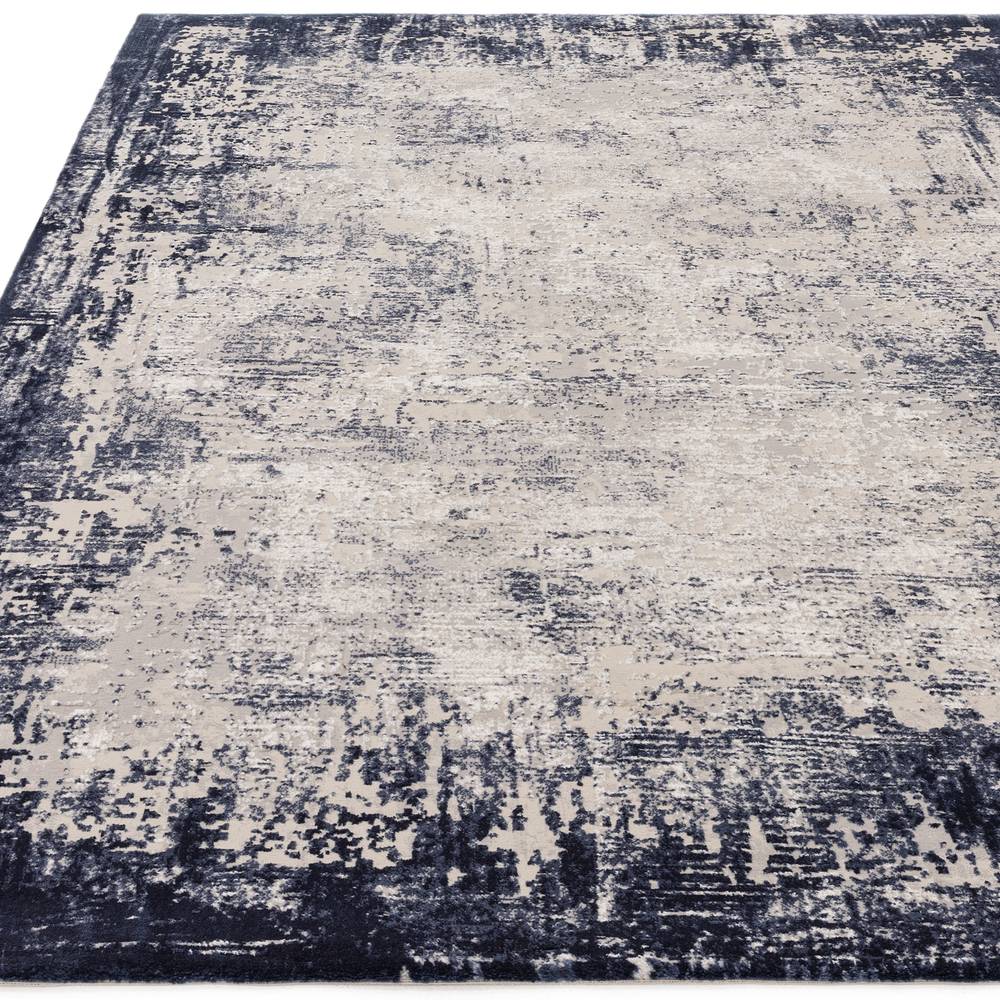 Kuza 120x170cm Border Navy Rug