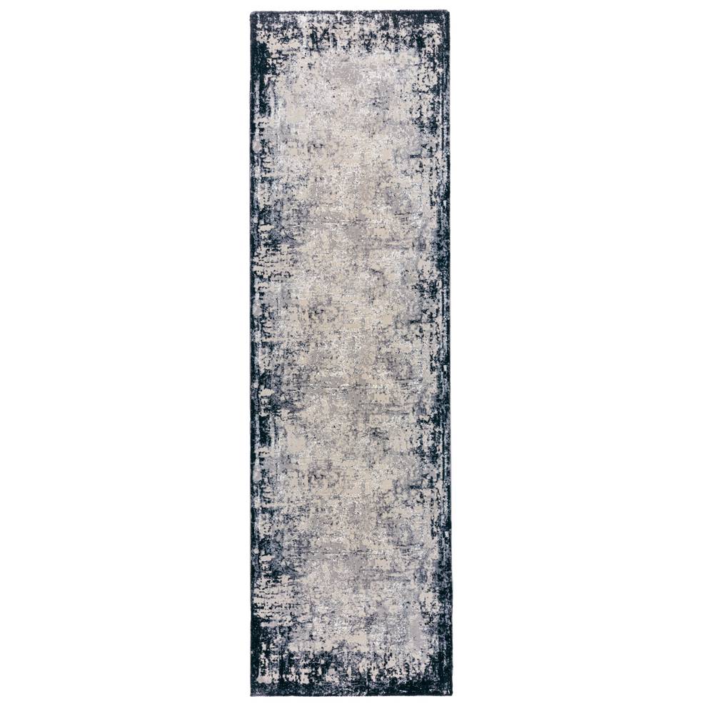 Kuza 066x240cm Border Navy Rug