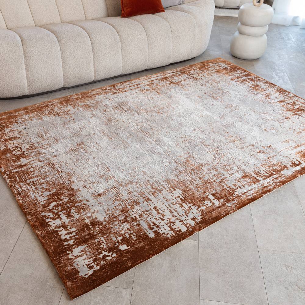 Kuza 240x340cm Border Terracotta Rug