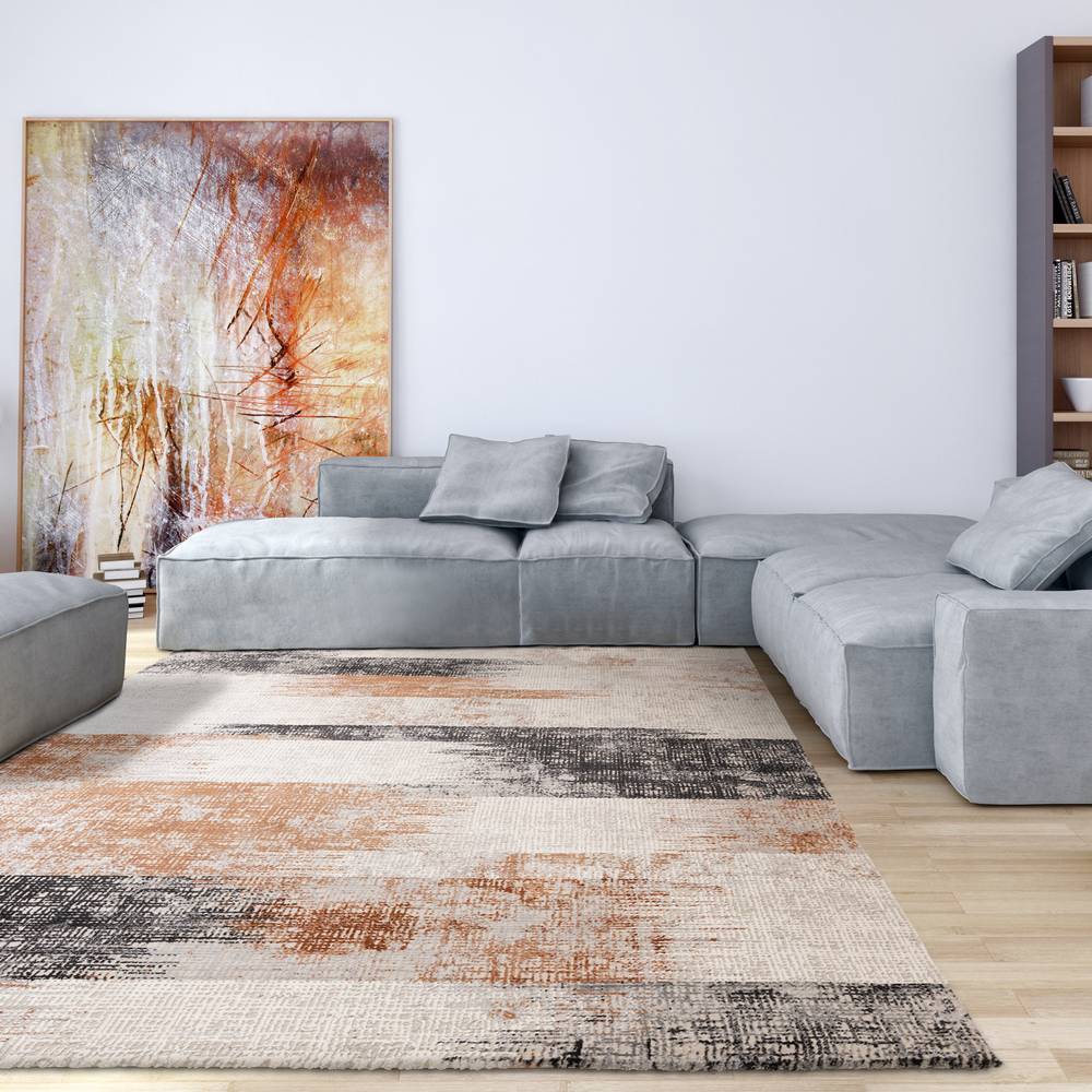 Kuza 200x290cm Lines Terracotta Rug