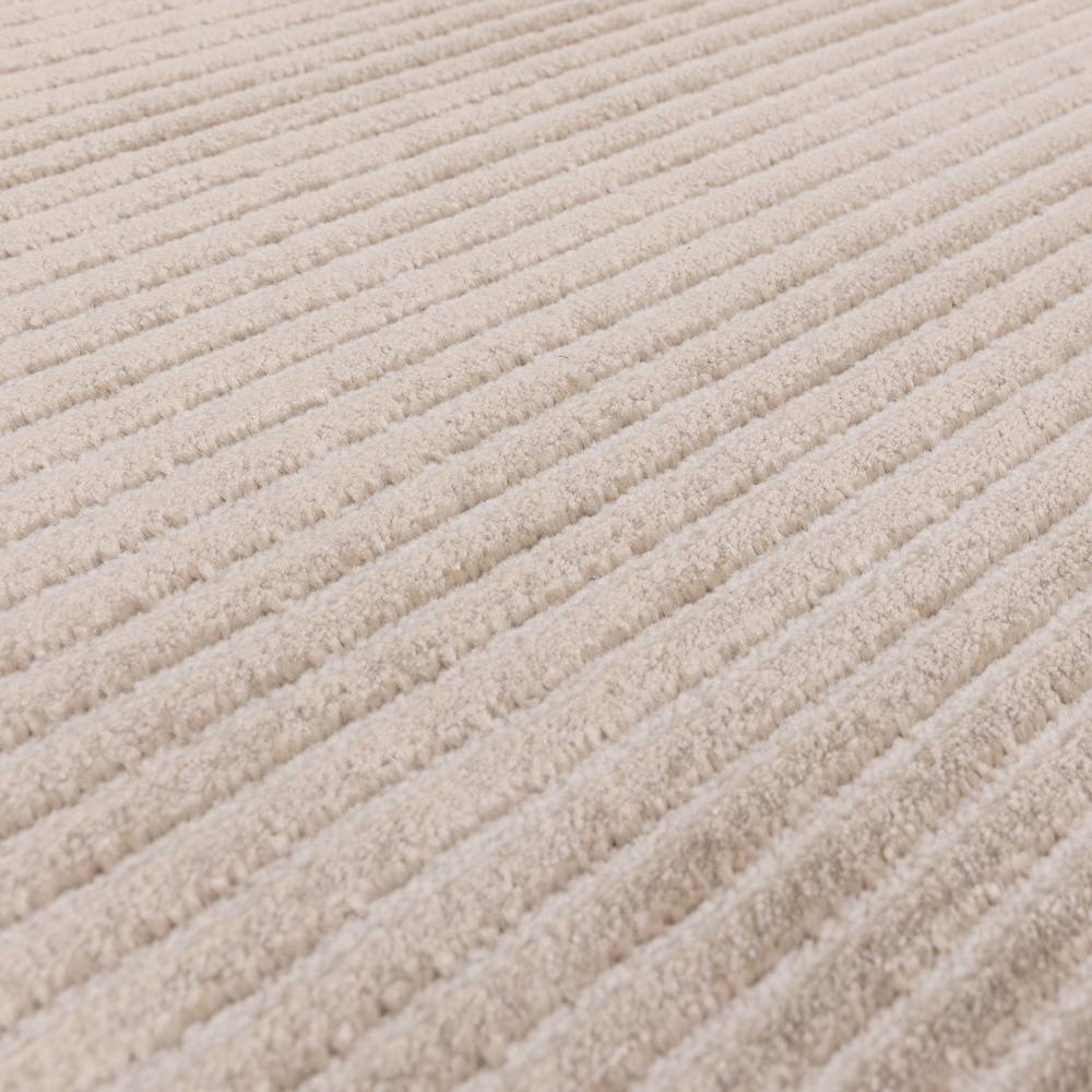 Kuza 120x170cm Plain Stripe Beige Rug