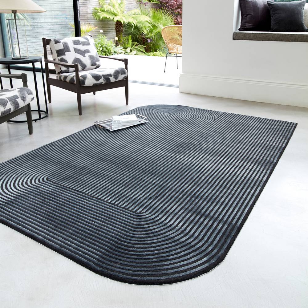 Kuza 160x230cm Shape Black / Charcoal Rug