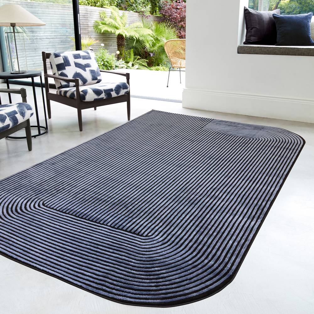Kuza 200x290cm Shape Black / Navy Rug