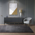 Kuza 160x230cm Plain Stripe Charcoal Rug