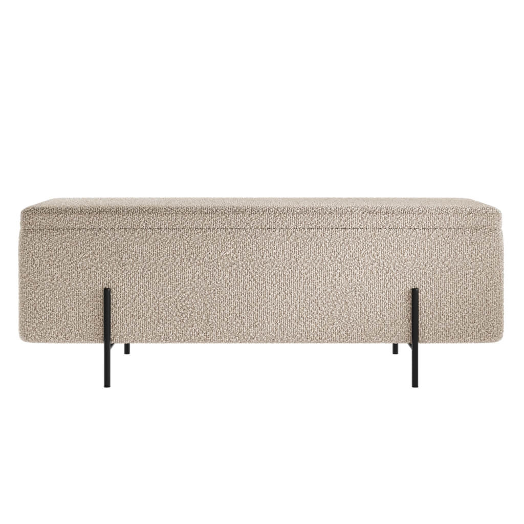 Lola Storage Ottoman Buff Boucle / Matte Black, product view 1