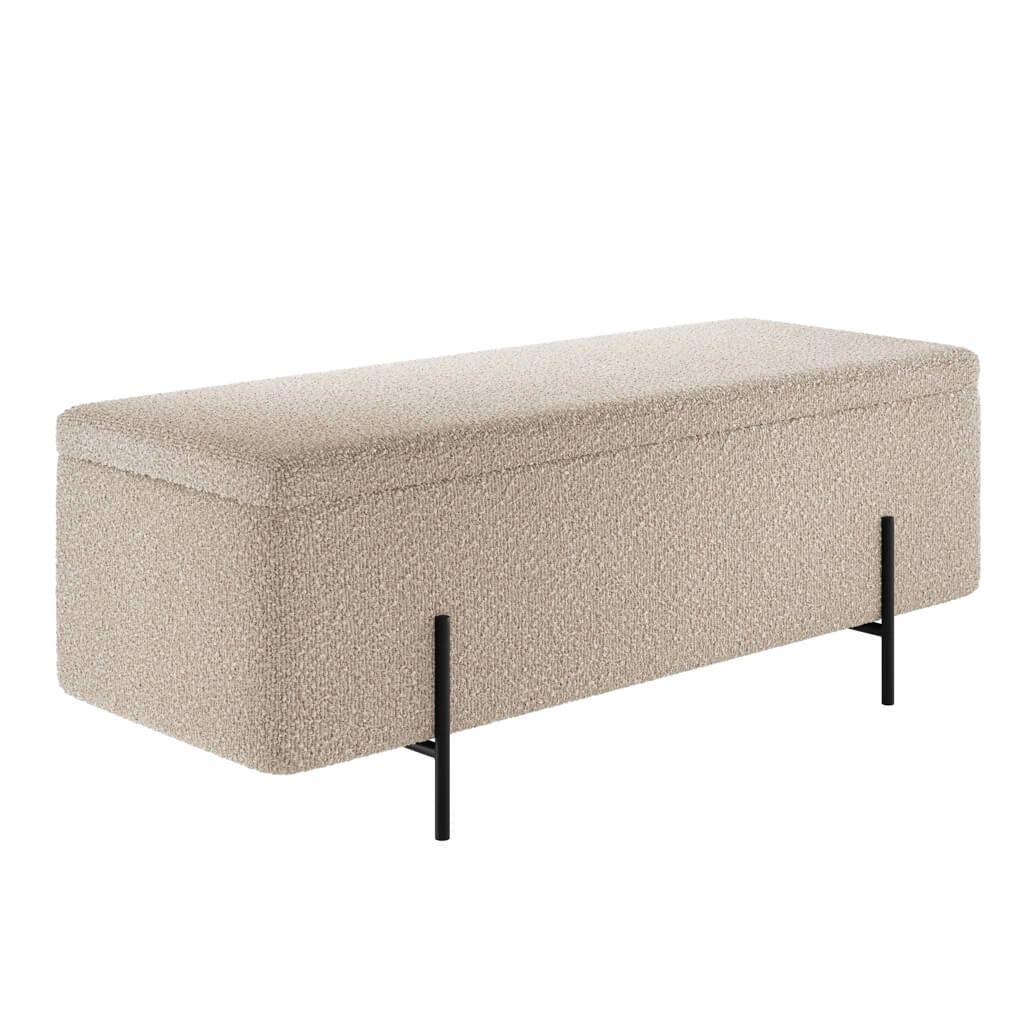Lola Storage Ottoman Buff Boucle / Matte Black, product view 2