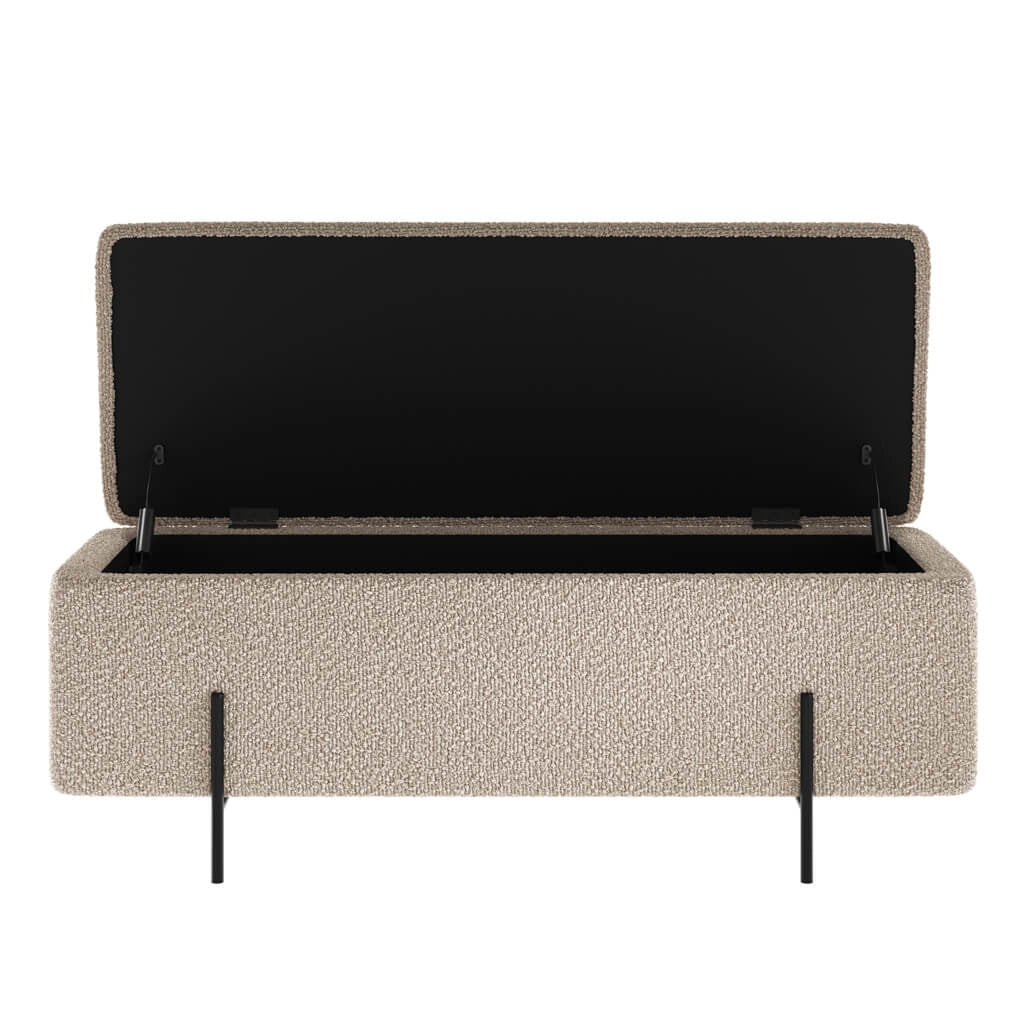 Lola Storage Ottoman Buff Boucle / Matte Black, product view 3
