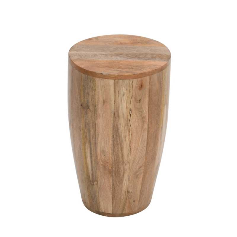 Brushwood Solid Wood Drum Side Table