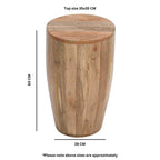 Brushwood Solid Wood Drum Side Table