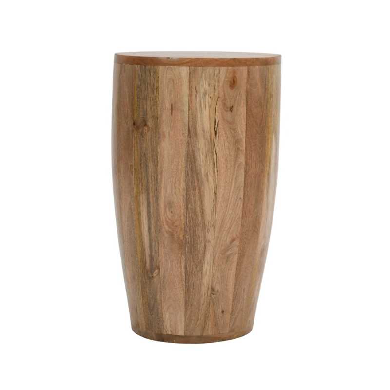 Brushwood Solid Wood Drum Side Table