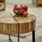 Brushwood Solid Wood Coffee Table With Metal Legs