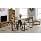 Brushwood Solid Wood Coffee Table With Metal Legs