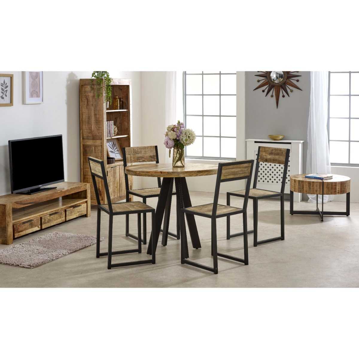 Brushwood Solid Wood Coffee Table With Metal Legs