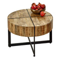 Brushwood Solid Wood Coffee Table With Metal Legs