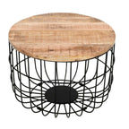 Brushwood Solid Wood & Metal Wire Coffee Table