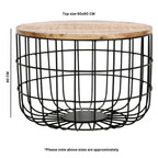 Brushwood Solid Wood & Metal Wire Coffee Table