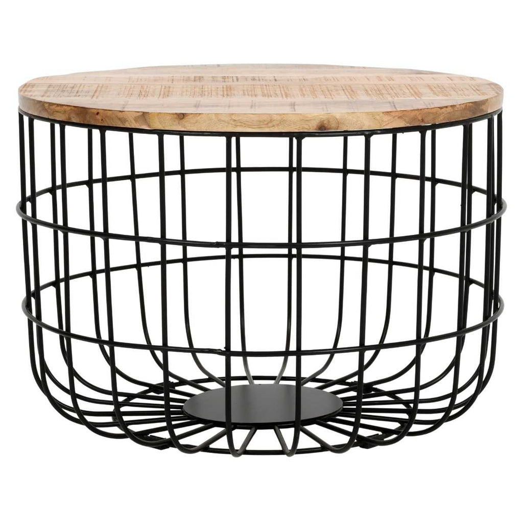 Brushwood Solid Wood & Metal Wire Coffee Table