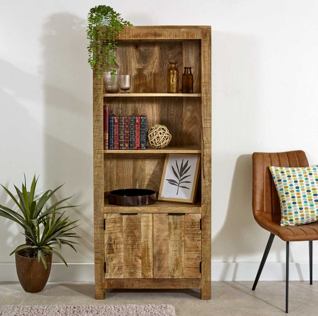 Brushwood Solid Wood Bookcase With Doors