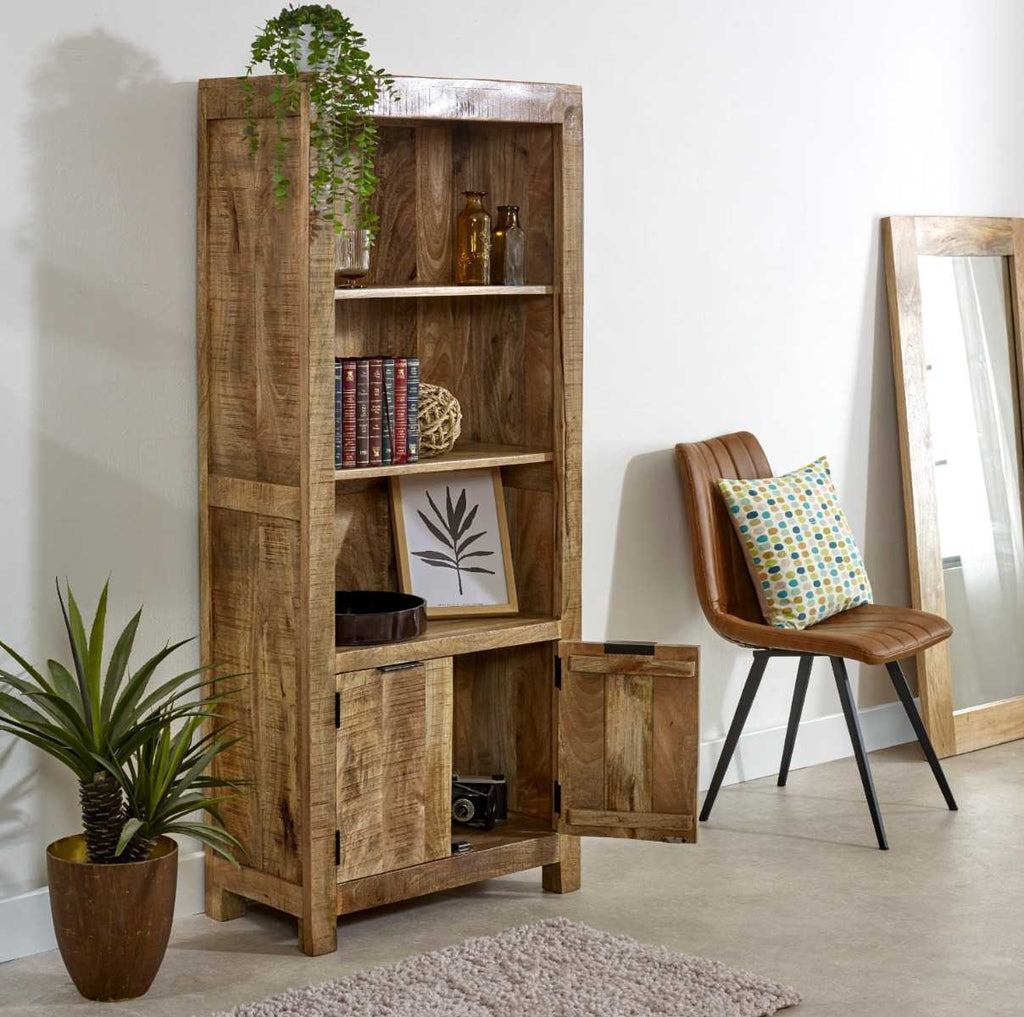 Brushwood Solid Wood Bookcase With Doors