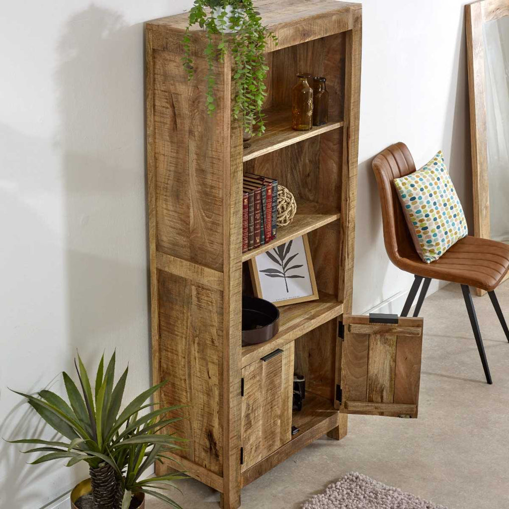 Brushwood Solid Wood Bookcase With Doors