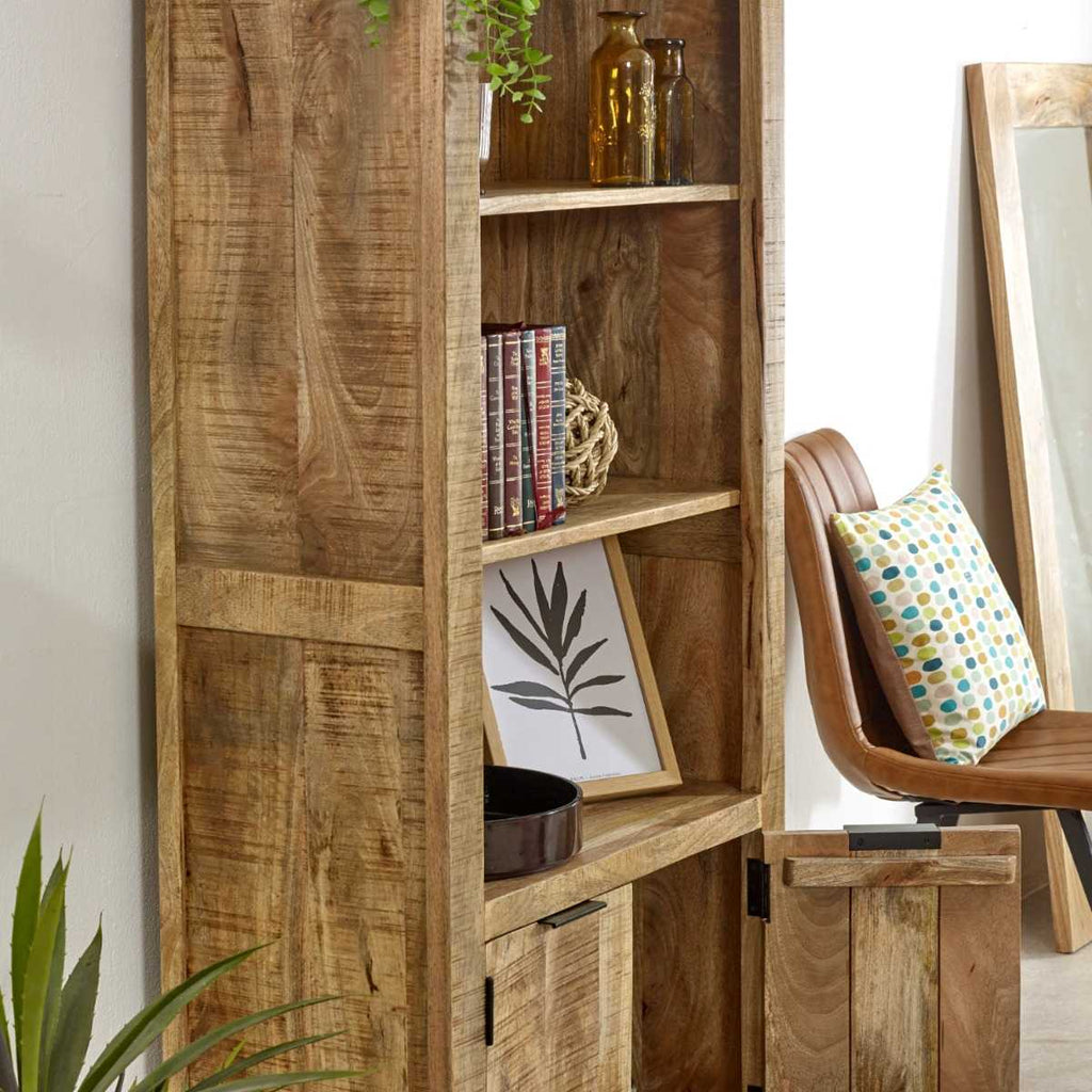 Brushwood Solid Wood Bookcase With Doors